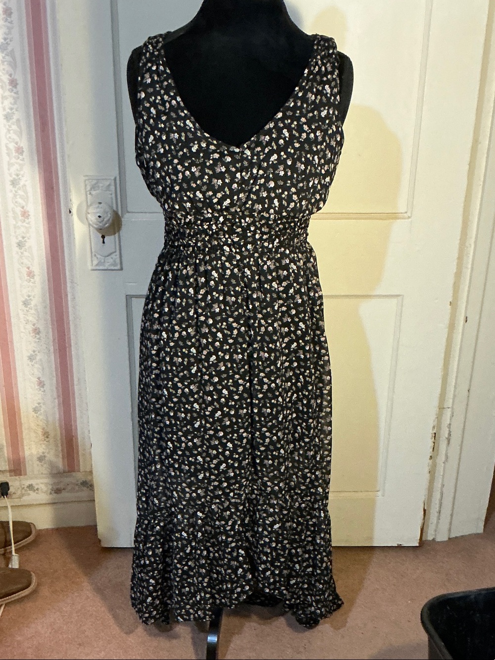 Rewind Black Floral Maxi Dress